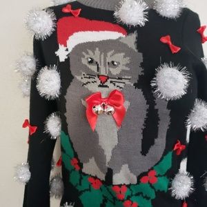 Tipsy Elves Ugly Christmas Sweater Cat Jingle Bell